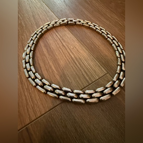 Vintage Ciner Panther Link Gold Plated Necklace Chunky Choker - Picture 2 of 4